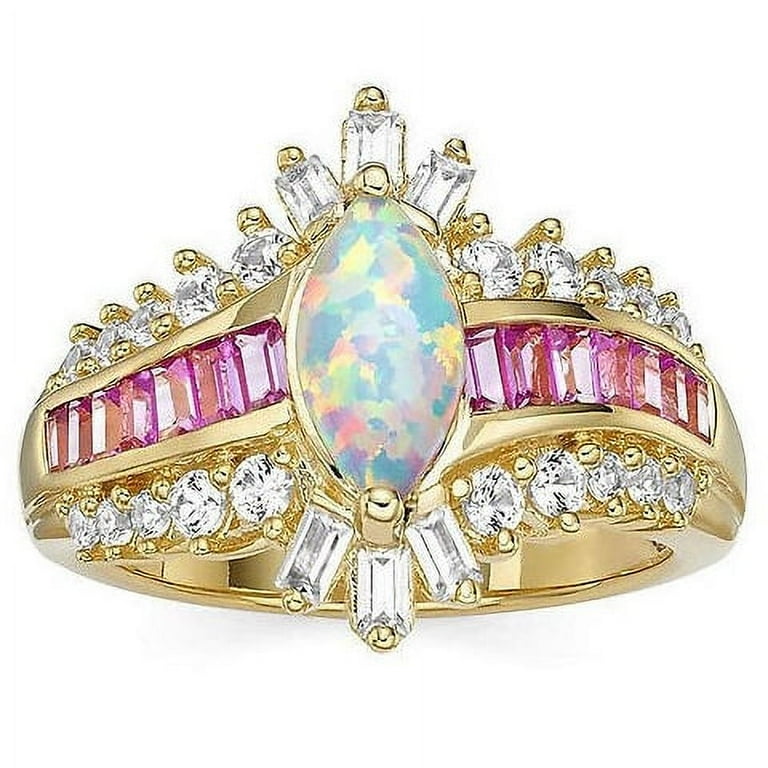 Sterling Silver Created Pink and White Sapphire Ring Sterling Silver Created Pink and White Sapphire Ring