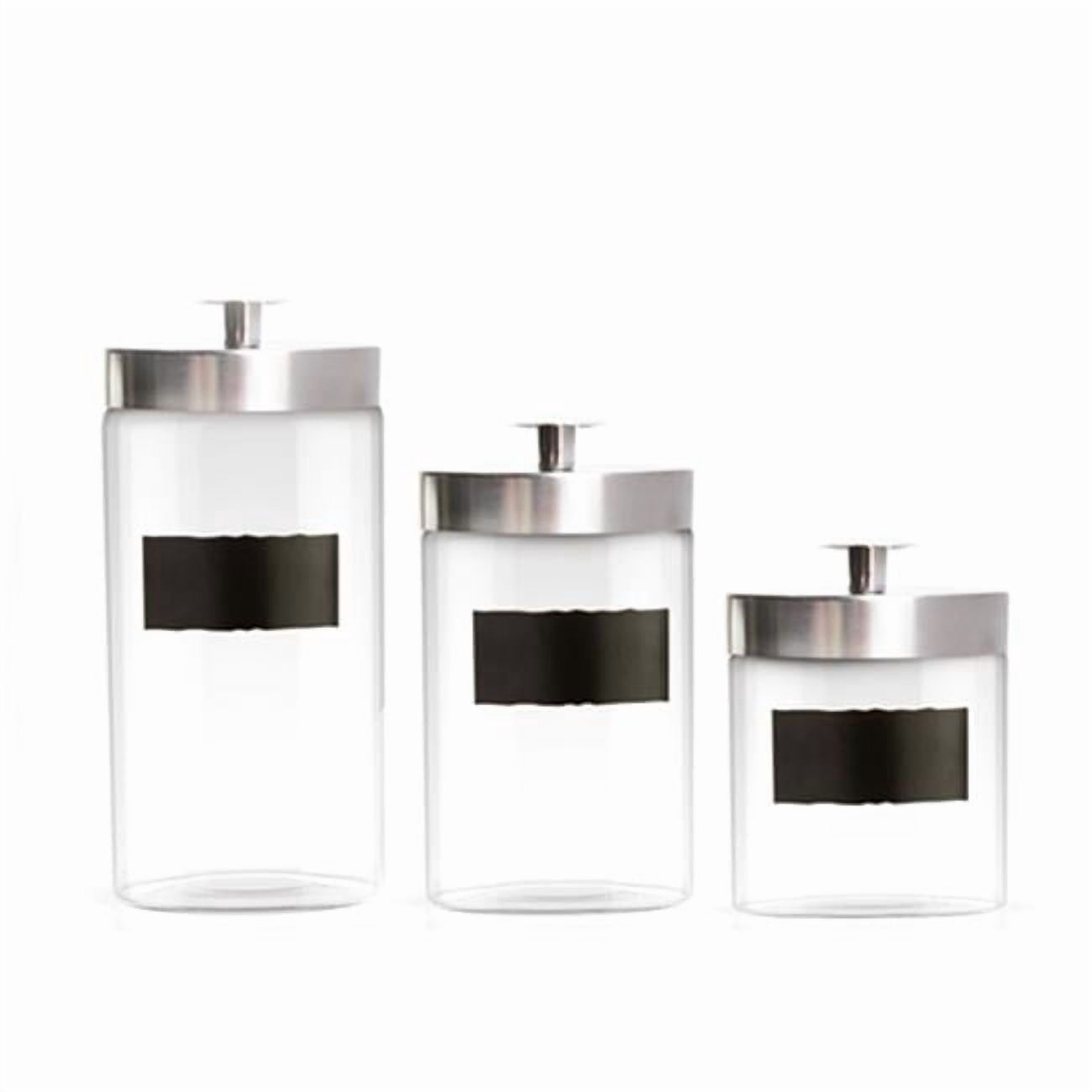 Glass Setter Jay Import 203776 Style Setter Chalkboard Glass Canisters - Silver- Set ...