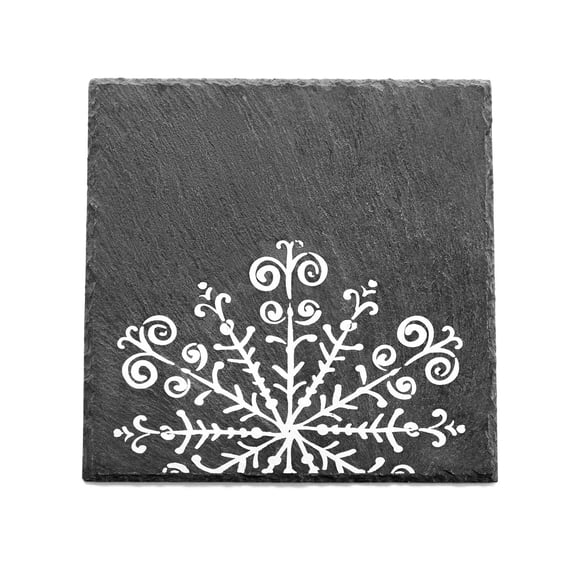 Jay Imports Merry and Bright Square Slate Snowflake Trivet