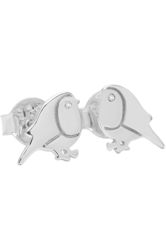 Bird Stud Earrings, 925 Sterling Silver Stud Earrings, Moissanite Diamond Stud Earring, Cute Earring, Gift for Her
