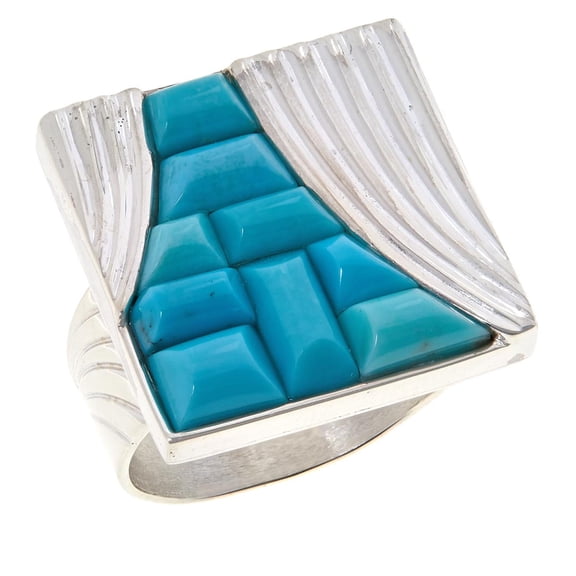 Jay King Campitos Turquoise Mosaic Inlay Sterling Silver Ring Size 6