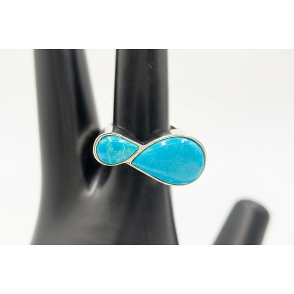Jay King Sterling Silver 2Stone Turquoise Hill Turquoise Ring. Size 7