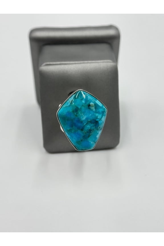 Sterling Silver Compress Turquoise Freeform Ring, Size 5