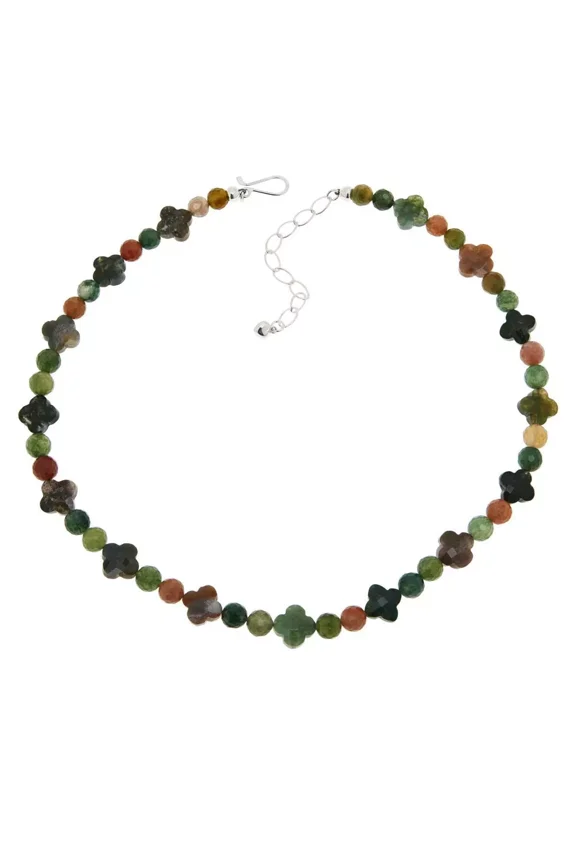 Sterling Silver Multicolor Chalcedony Statement Necklace 18"