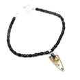 thumbnail image 1 of Jay King Zebradorite & Smoky Quartz Pedant & Beaded Sterling Silver Necklace 18", 1 of 1