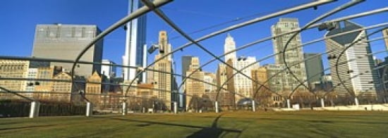 Jay Pritzker Pavilion with city skyline in the background Millennium Park Chicago Cook County Illinois USA Canvas Art - Panoramic Images (36 x 13)