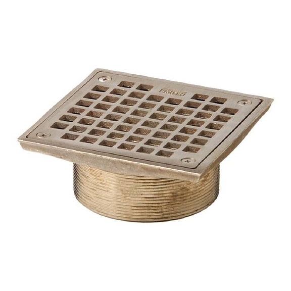 Square Commercial Grate, Nickel Bronze, 3-3/4", threaded