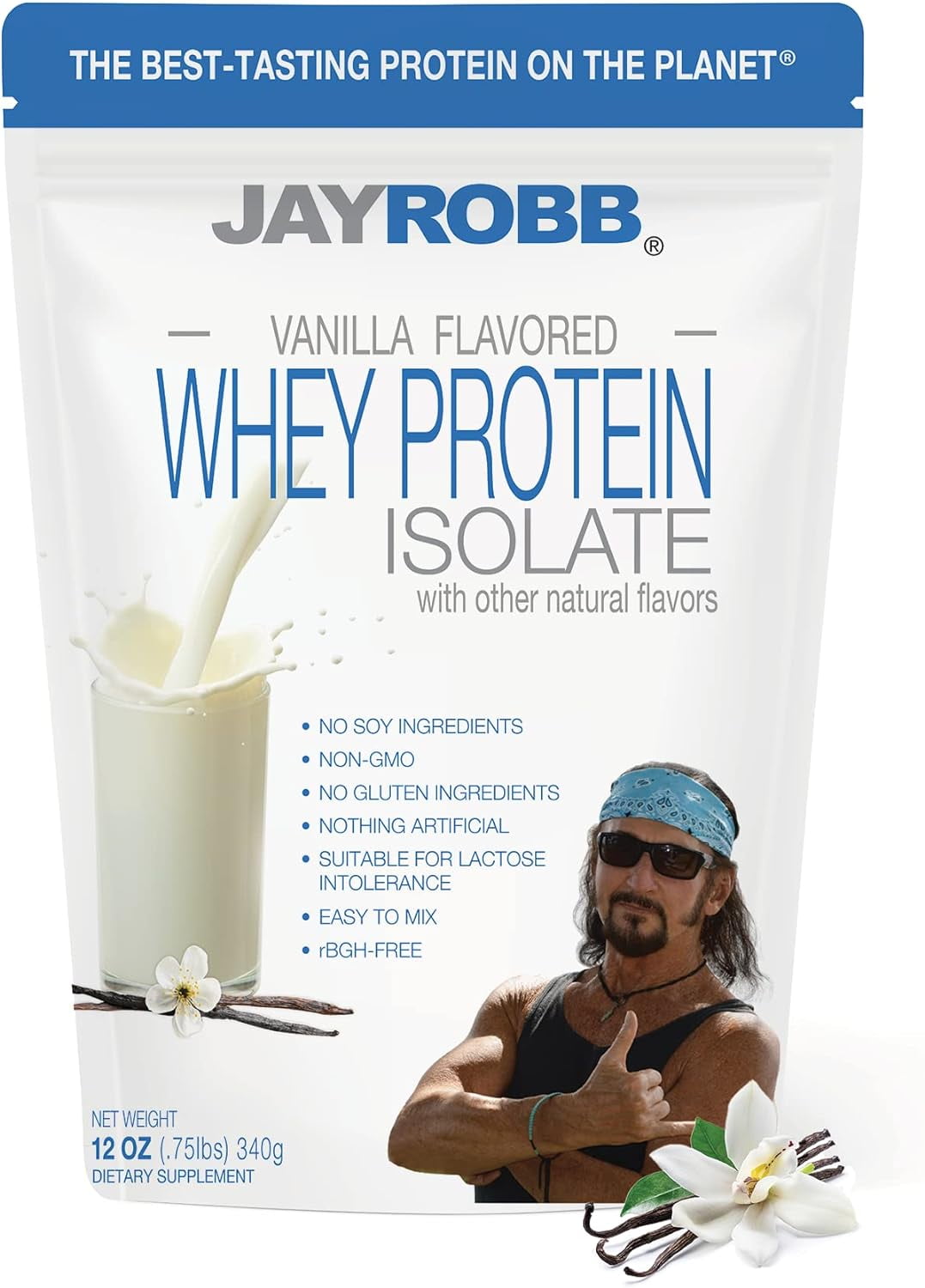 Jay Robb Whey Protein Isolate Vanilla 12 oz Pack of 2