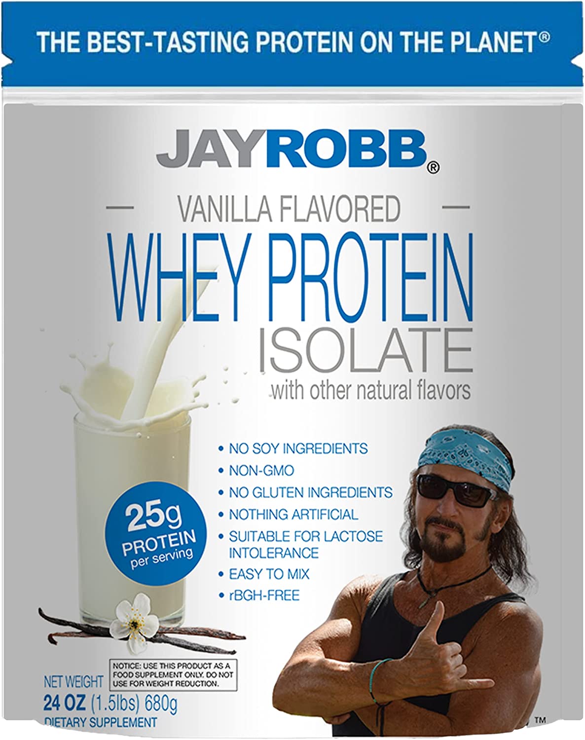 Jay Robb Whey Protein Isolate Vanilla 24 oz Pack of 2