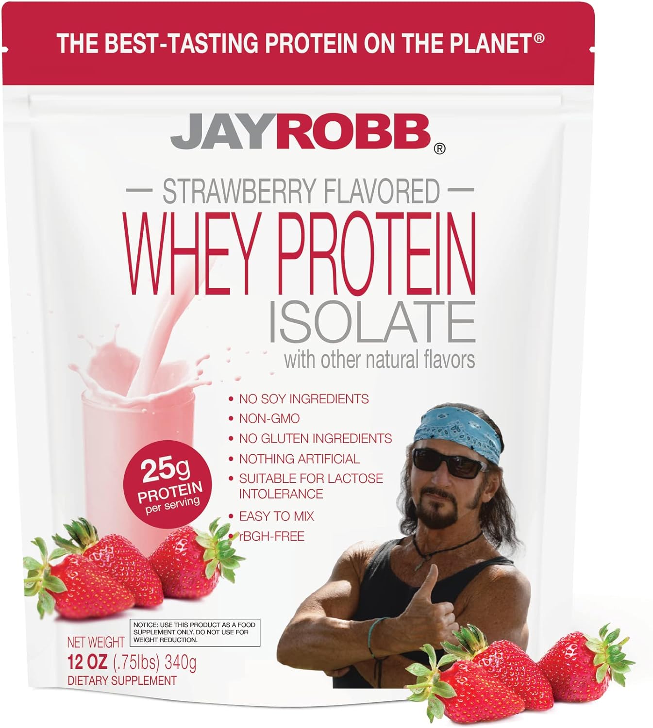 Jay Robb Whey Protein Powder Strawberry 12 oz Pack of 3