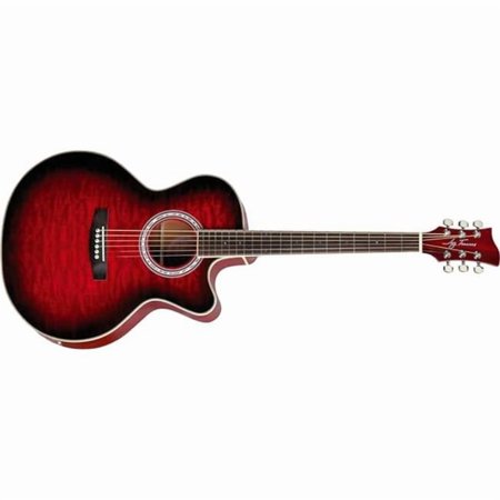 Jay Turser JTA-424QCET-RSB Acoustic Electric Guitar - Red Sunburst