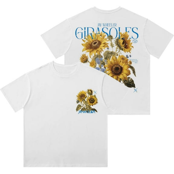 Jay Wheeler Botanical Wash T-Shirts Girasoles Album Merch Summer Unisex Cotton Short Sleeve Tee