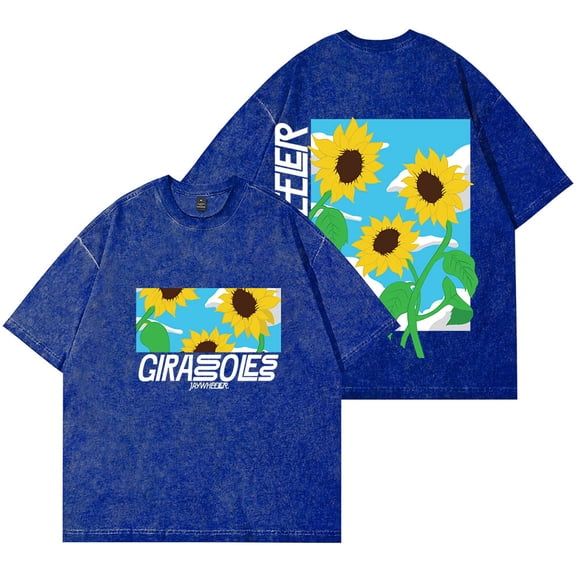 Jay Wheeler Dia Soleado Wash T-Shirts Girasoles Album Merch Summer Unisex Cotton Short Sleeve Tee