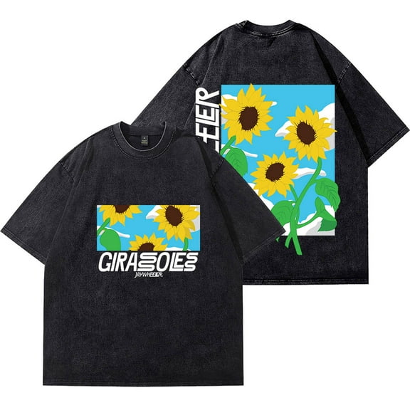 Jay Wheeler Dia Soleado Wash T-Shirts Girasoles Album Merch Summer Unisex Cotton Short Sleeve Tee