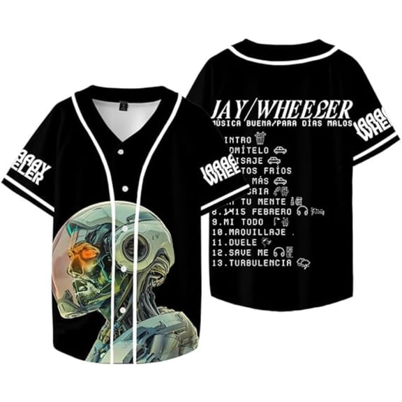Jay Wheeler Tour Merch Baseball Jersey Shirt V-Neck Women Men Short Sleeve Streetwear Clothes