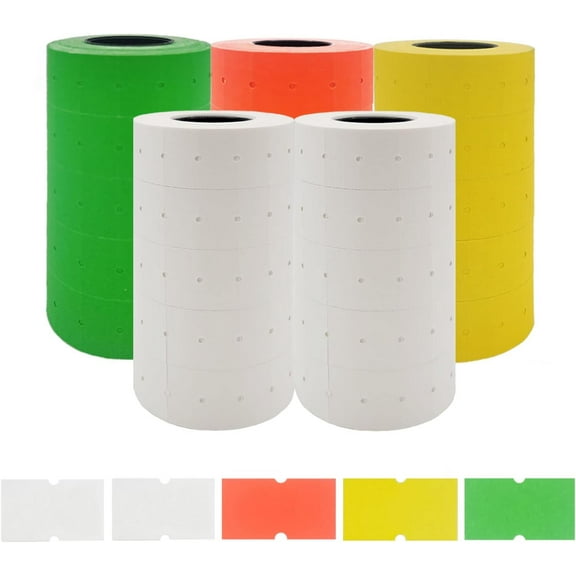 JayCo 1 Line Blank Labels - 25,000 (Fluorescent Red+Yellow+Green+White) Blank Price and Date Gun Labels, Fits MX-5500 and Perco 1 Line Price and Date Guns