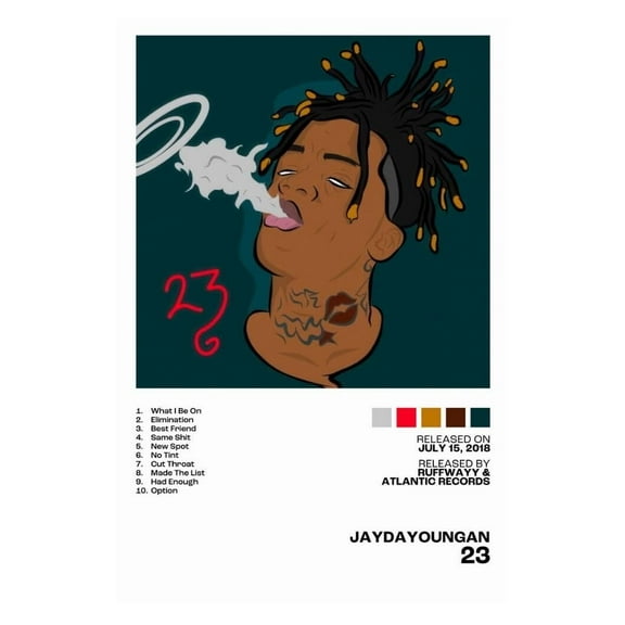 JayDaYoungan 23 Album Cover Music Poster Rap Home Decor For Living Room Hip-Hop Aesthetic Rapper Album Wall Art Records Poster Wall Decor For Bedroom