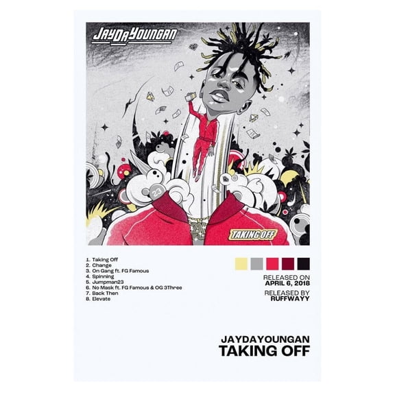 JayDaYoungan Taking Off Album Cover Music Poster Rap Home Decor For Living Room Hip-Hop Aesthetic Rapper Album Wall Art Records Poster Wall Decor For Bedroom