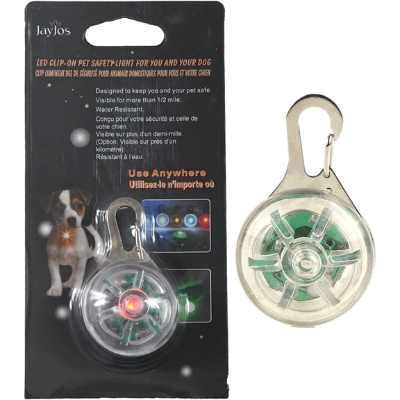JayJos Clip-on Pet Safety Light, LED Glow in Dark Lights for Pets, Weather Resistant, Flashing Lights for Dogs, Cats ,Night Walking, Campers and Bicycling Gifts for Pet, Keychain Light Clear