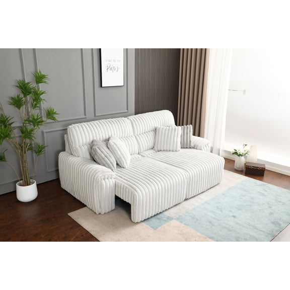 Jaya Mondo Grey Corduroy Power Motion Sofa w/Sleeper & USB Port