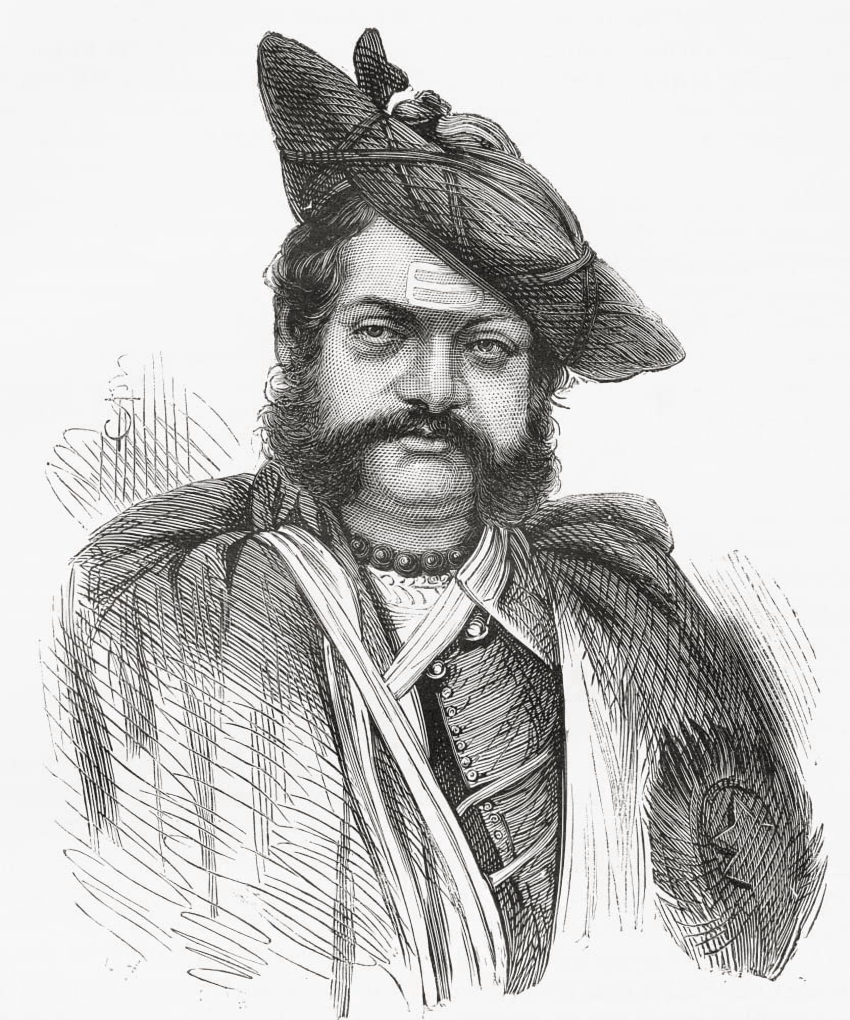 Jayajirao Scindia 1835 To 1886 Maharajah Of Gwalior From 1843 To 1886 Under The British Rule From El Mundo En La Mano Published 1878 Canvas Art - Ken Welsh Design Pics (26 x 32)