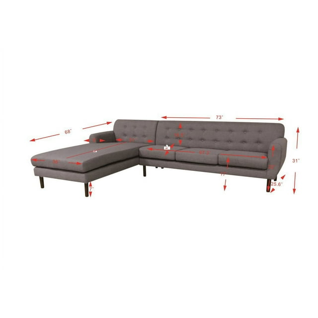 Jayant Mid Century Tufted Sectional Left Hand Facing
