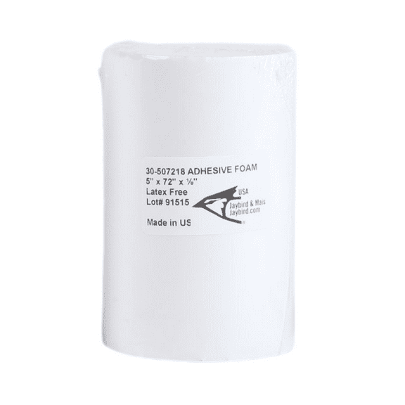 Jaybird & Mais Adhesive-Backed SBR Foam [Single-Sided, Open Cell]: 5 in. x 6 ft. x 1/8 in. thick (White)