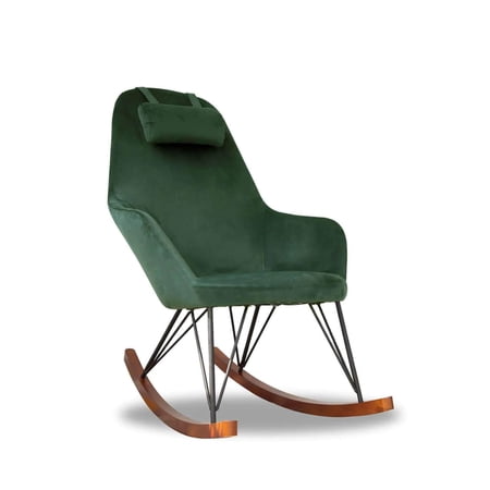 Jayce Modern Indoor Livingroom Velvet Rocking Accent Chair in Green
