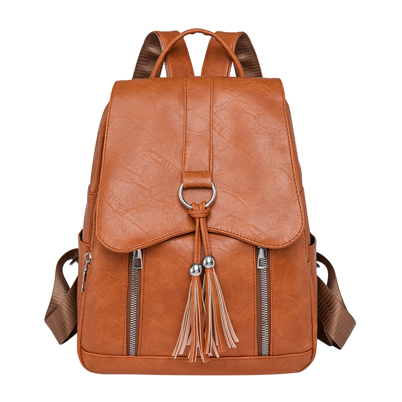Jaycosin Backpack for School Leather Tassel Backpack for Women Girls