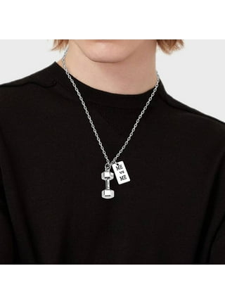 Dave The Bunny Gym Rat Gifts - Dumbbell Necklace for Men or Weight Lifting  Necklace for Men and Women