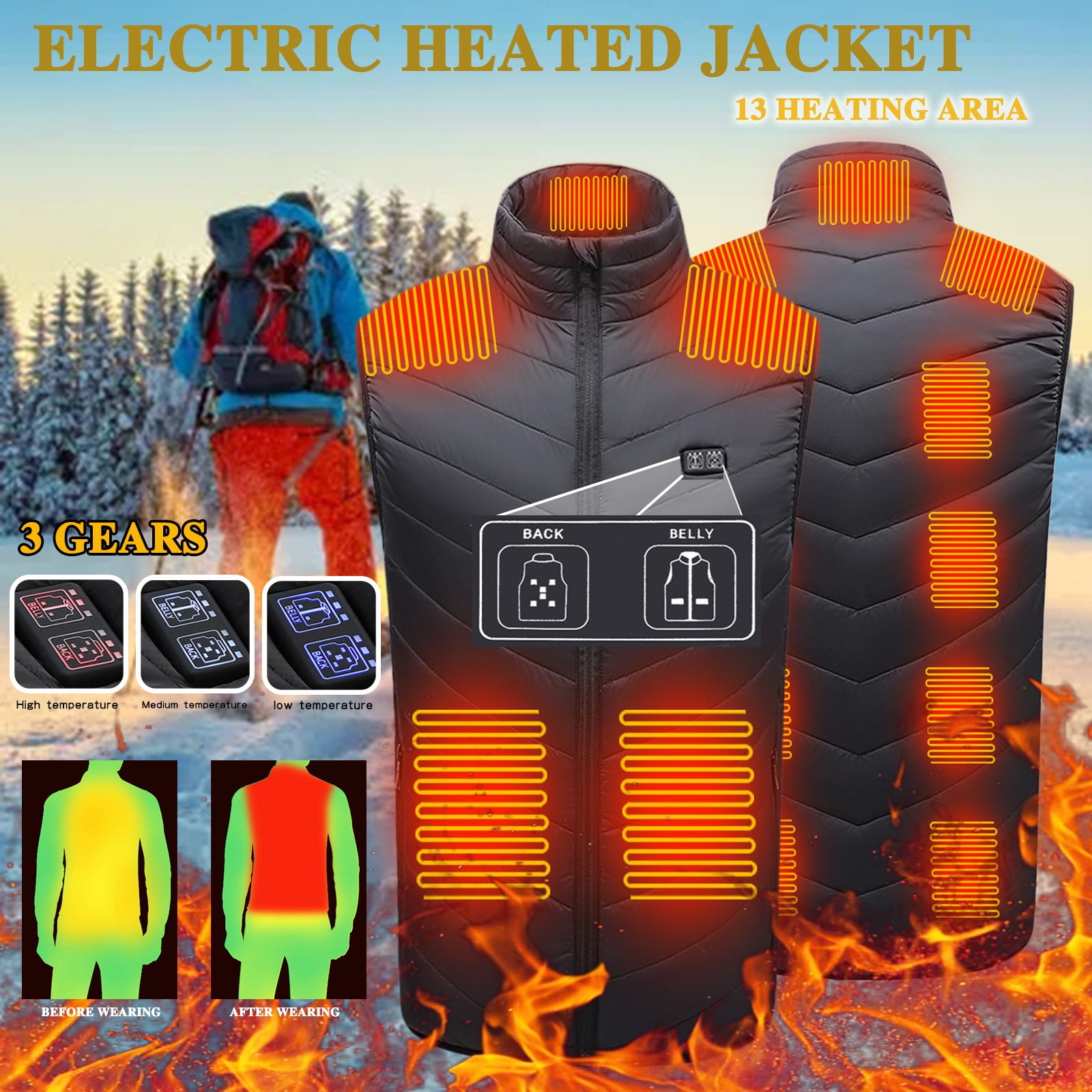 Jaycosin Electric Heated Vest For Women, USB Smart Rechargeable Heating