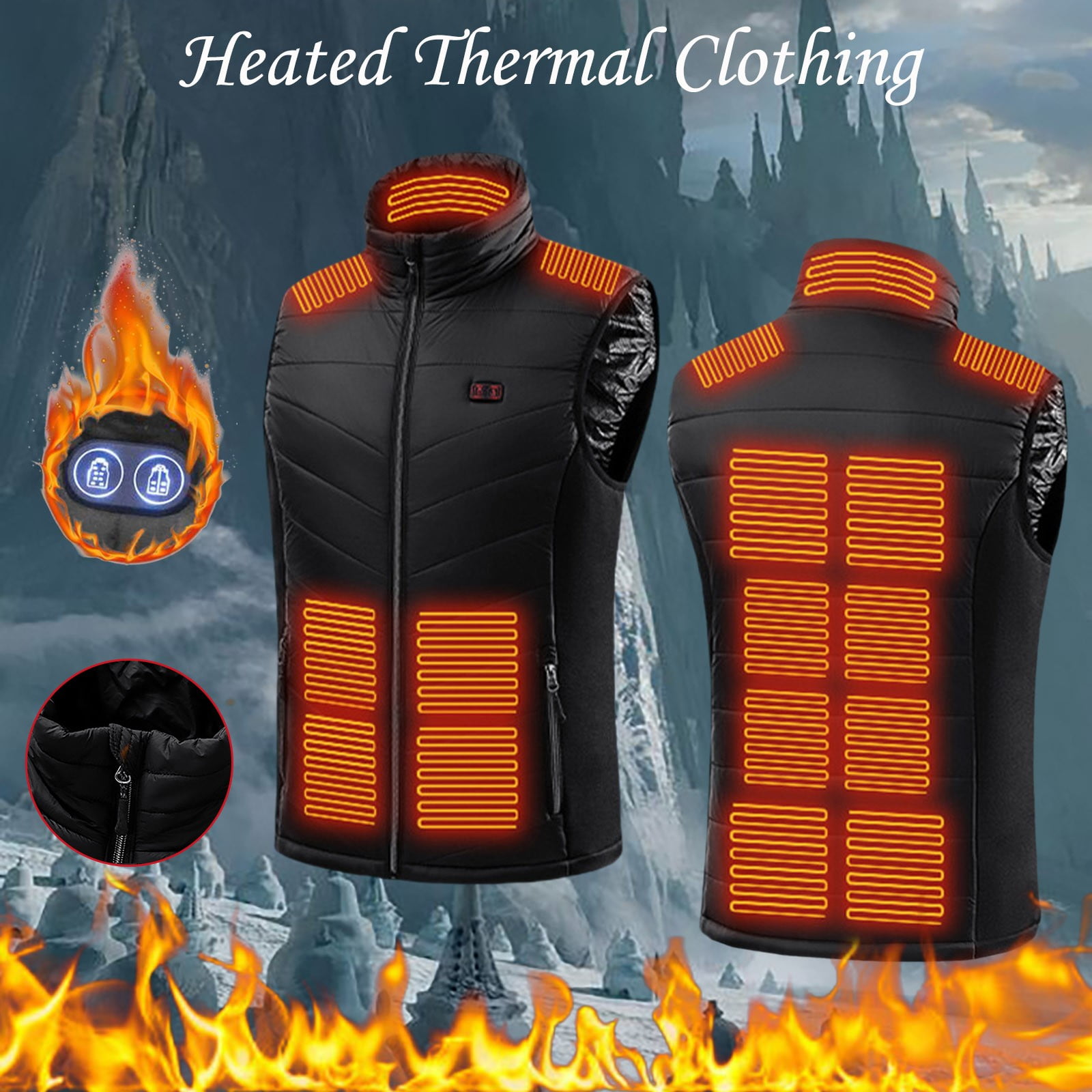 Jaycosin Heated Vest for Men, 15 Heating Area Smart Dual Controller