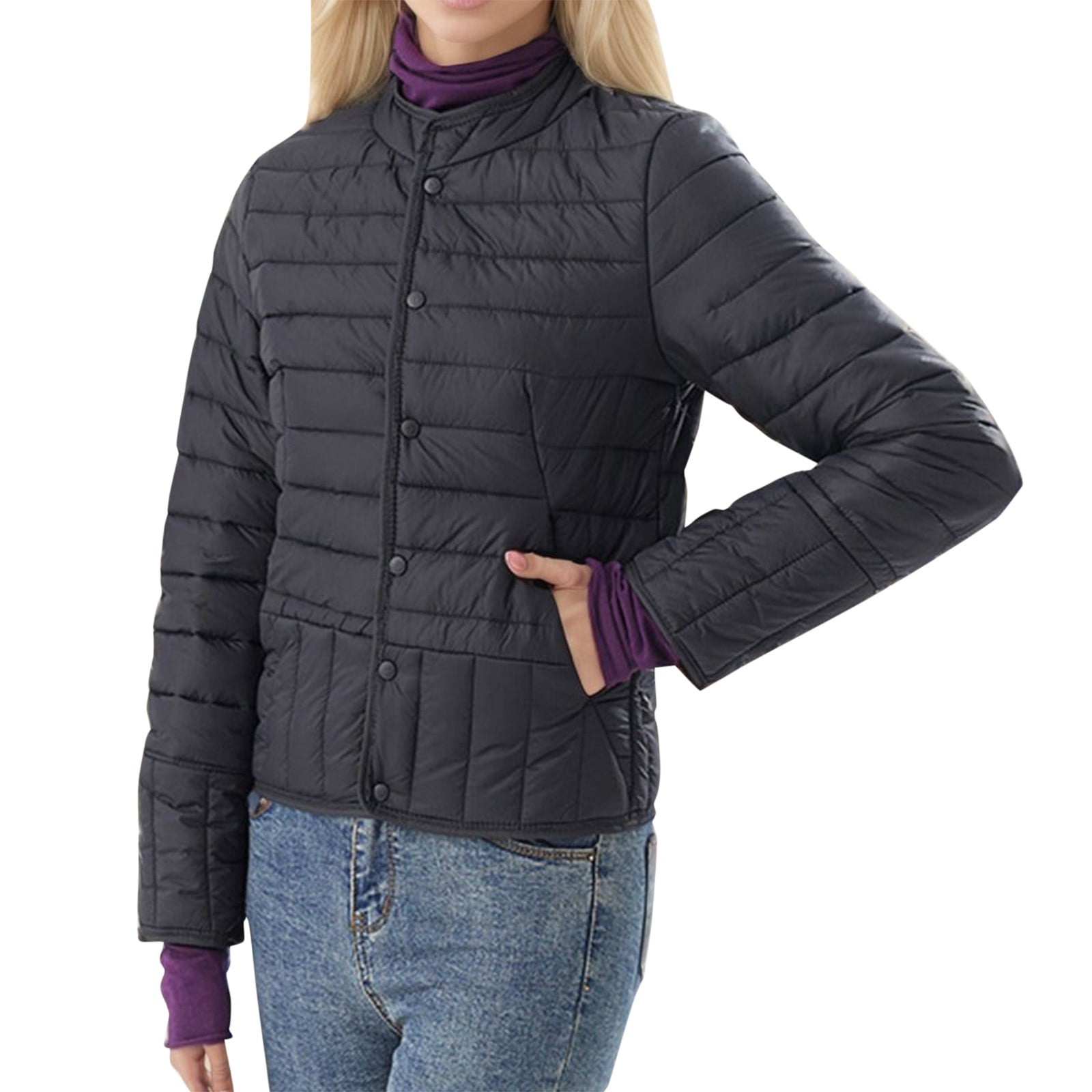 Jaycosin Womens Hooded Down Alternative Puffer Jacket Warm Long Sleeve
