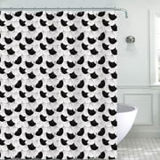 Serafin Home Jayda Seashells Printed Canvas Shower Curtain, Black-White, 70x72 Inches