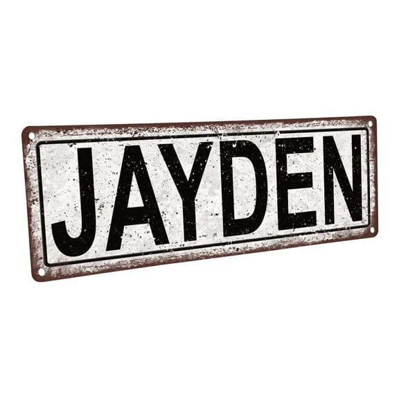 Jayden 4"x12" Metal Sign, Wall Décor for Kids Room and Nursery