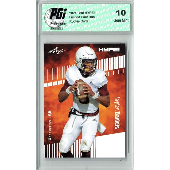 Jayden Daniels Rookie Card Washington PGI 10 Gem Mint Football Trading Card 2024 Leaf HYPE! #162A Only 5000 Made