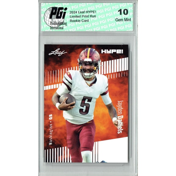 Jayden Daniels Rookie Card Washington PGI 10 Gem Mint Football Trading Card 2024 Leaf Hype #147 Only 5000 Made