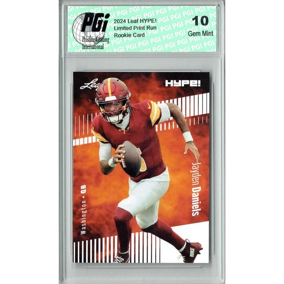 Jayden Daniels Rookie Card Washington PGI 10 Gem Mint Football Trading Card 2024 Leaf Hype #147A Only 5000 Made