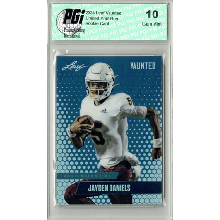Jayden Daniels Rookie Card Washington PGI 10 Gem Mint Football Trading Card 2024 Leaf Vaunted Metal #VM-07 Blue 20 Made