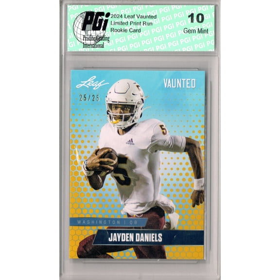 Jayden Daniels 2024 Leaf Vaunted #V-08 Gold SP 25 Made Debut Rookie Card PGI 10