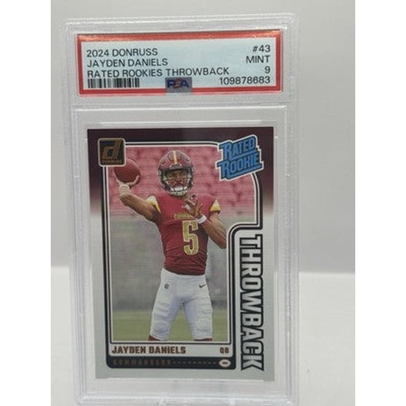 Jayden Daniels Rated Rookie Throwback PSA 9 2024 Panini Donruss #43 Washington