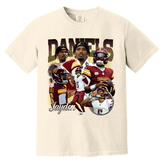 Jayden Daniels Vintage 90s Style Football Graphic Fan Tee Comfort Color T-Shirt
