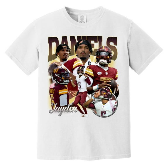 Jayden Daniels Vintage 90s Style Football Graphic Fan Tee Comfort Color T-Shirt