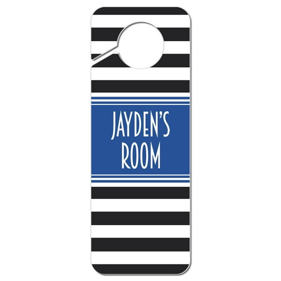 Jayden Male Name Do Not Disturb Plastic Door Knob Hanger Warning Room Sign - Blue