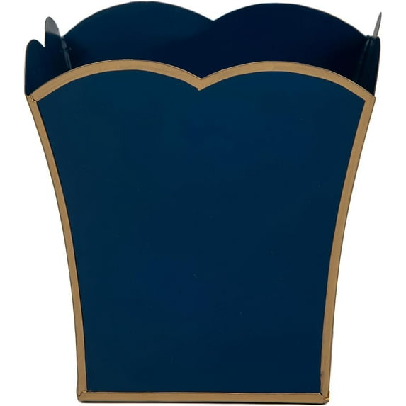 Jaye's Studio Decorative Square Cachepot Flower Pot, House Plant Pot Indoor, Modern Scalloped Planter, Boho Planter, Metal Pot - Floor, Tabletop, Porch & Window Planter for House Decor (Blue, 6")