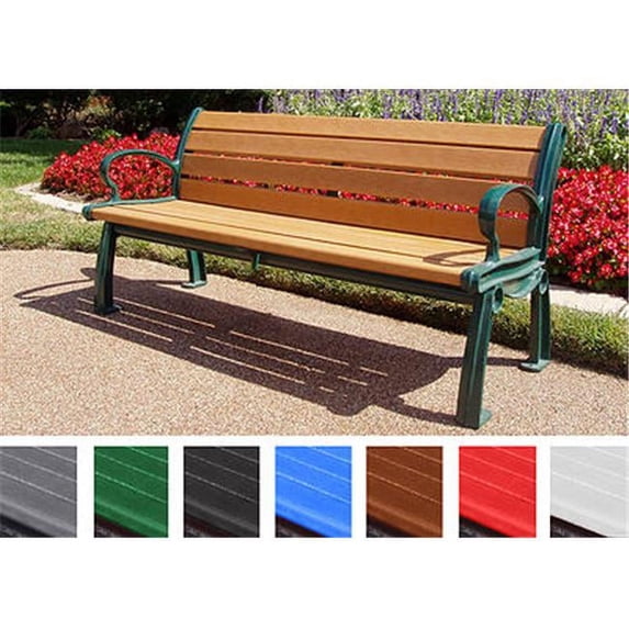 Jayhawk PB 6GRABFHER Heritage Bench with Black Frame, Gray - 6 ft.