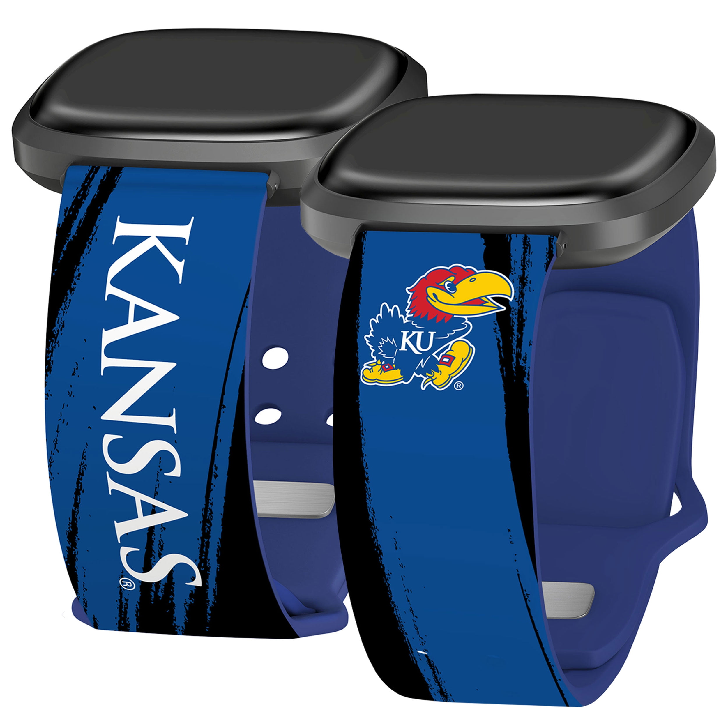 Jayhawks HD Paint Stripe Unisex Watch Band for FitBit Versa 3 & Sense (Short)