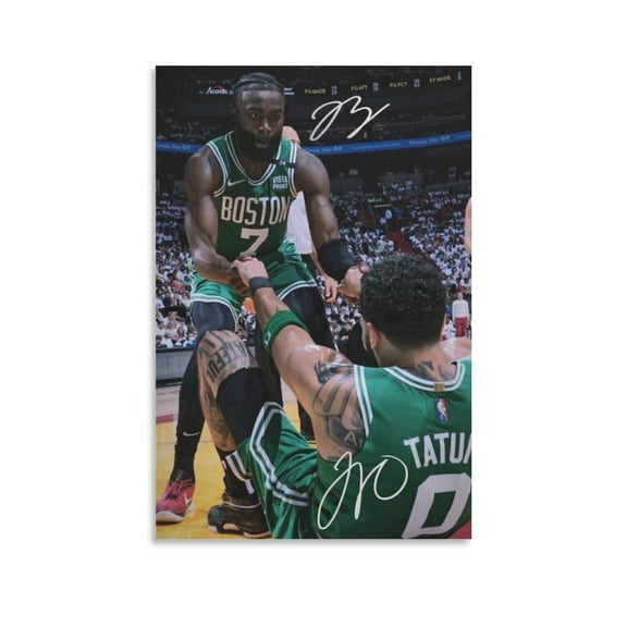 Jaylen Brown, Signed by Jayson Tatum Canvas Poster Picture Print Wall Art Poster Painting Canvas Posters Artworks Gift Room Aesthetic 16x24inch(40x60cm)