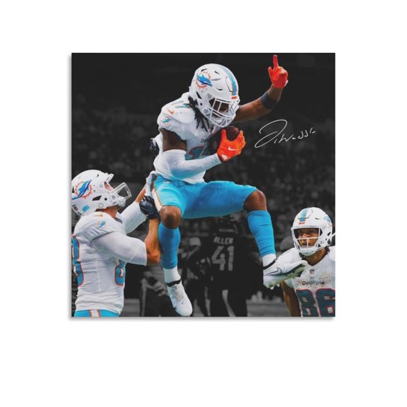 Jaylen Waddle Canvas Poster Painting On Canvas Wall Art Poster Scroll Picture Print Living Room Walls Decor Home Posters 16x16inch(40x40cm)