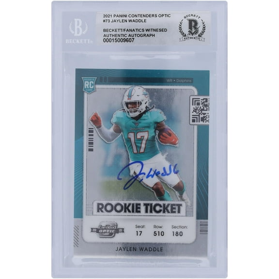 Jaylen Waddle Miami Dolphins Autographed 2021 Panini Contenders Optic Rookie Ticket #73 Beckett Fanatics Witnessed Authenticated 10 Rookie Card - Fanatics Authentic Certified